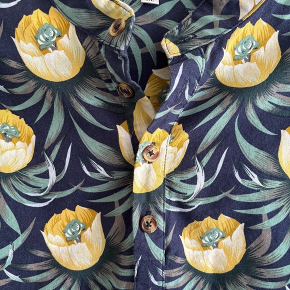 Floral Linen Blend Popover Blouse Size XL Roll Tab Sleeve Casual - Picture 5 of 16